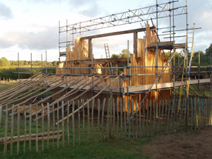 Lining up the roof timbers